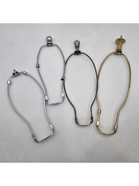 Vintage Brass and Chrome Lamp Harp Set Of 4 Assorted Sizes With Finials